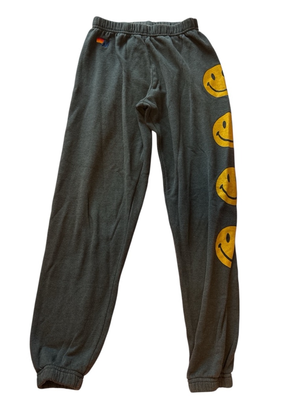 Aviator Nation Gray Sweatpants with Yellow Smiley Faces